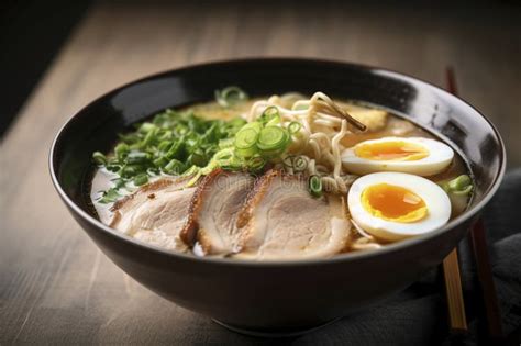  Hakata Ramen: Een Gluttige Bowl Vol Umami-Rijke Soep en Smaakt Van Vers Gekookte Noodles